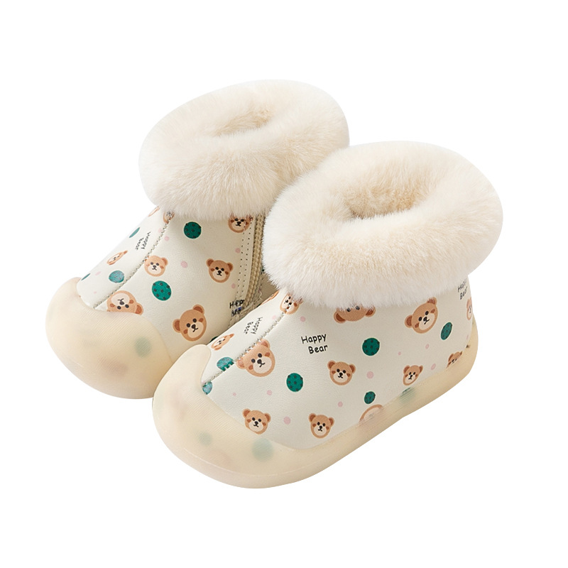 winter fleece children's non-slip skates with zipper for early age