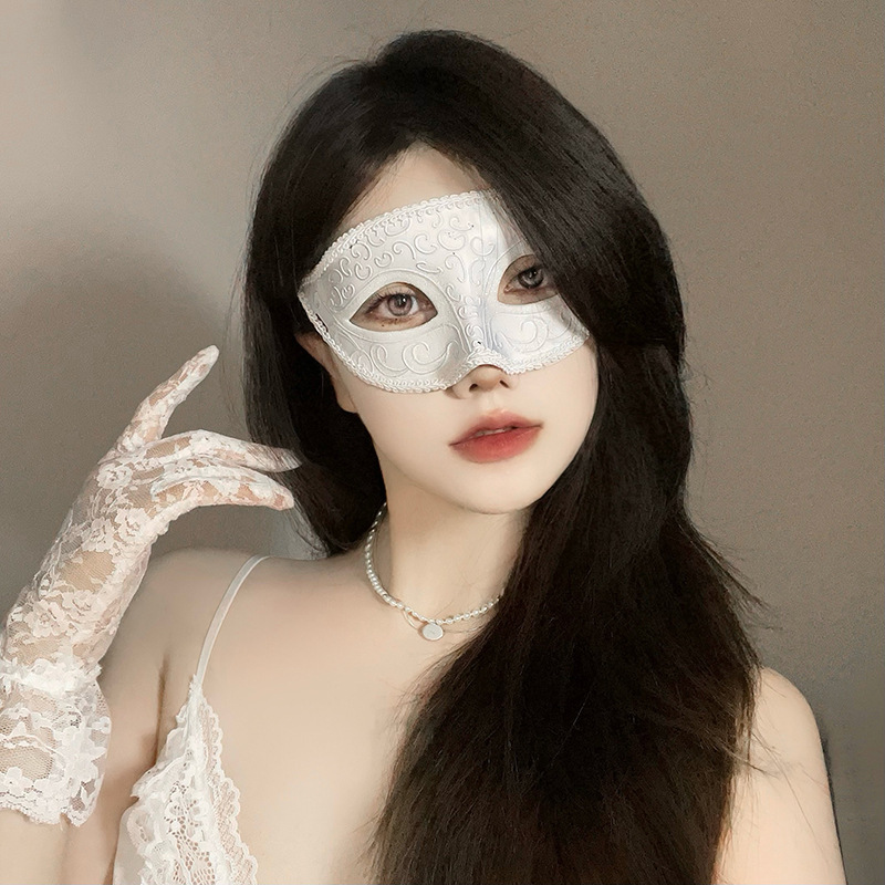 万圣节派对花纹半脸面具成人高档公主舞会cosplay暗黑风面罩道具|undefined