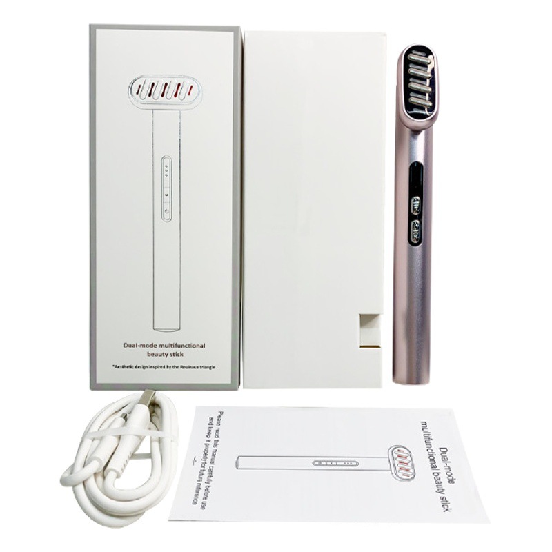 Instrumento Oftalmológico Leze 360 ° Dispositivo de belleza masajeador giratorio con luz roja vibrante EMS para rejuvenecimiento y reafirmación de la piel.