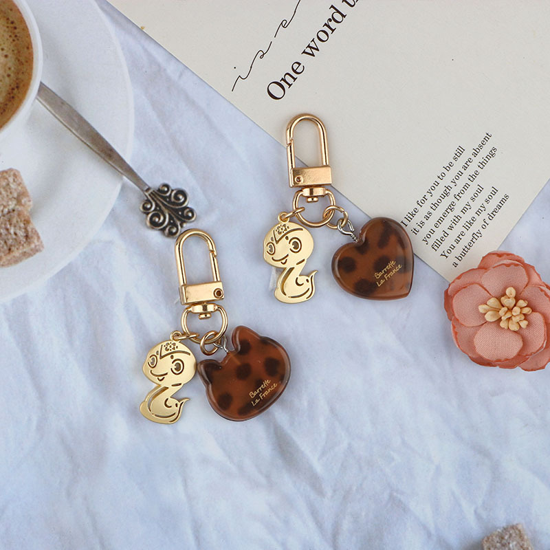 Creative New Cute Alloy Snake Resin Pendant Keychain Decoration Accessory for Bags and Phone Cases