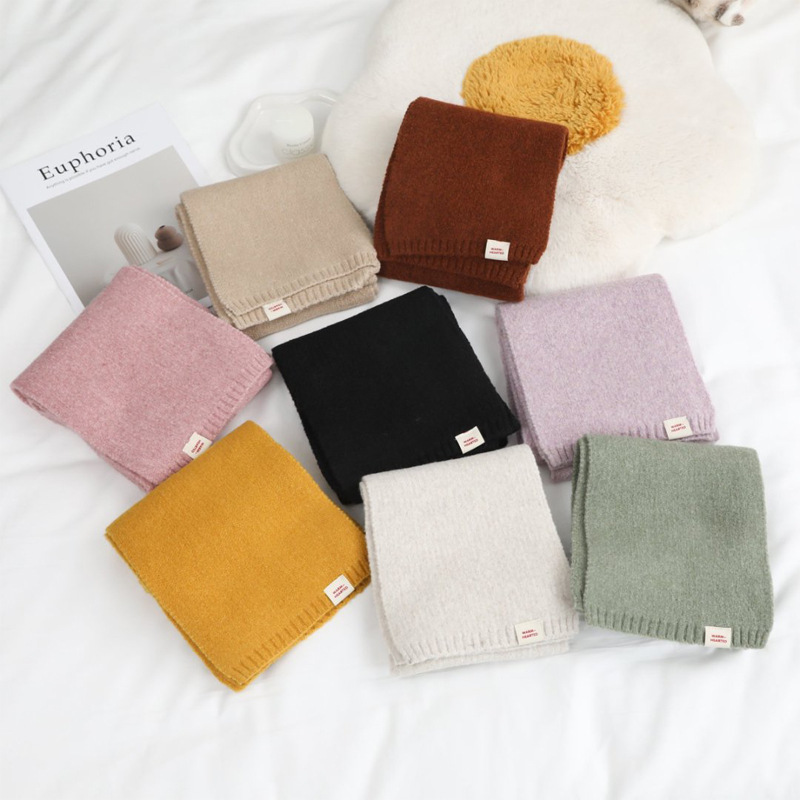 韩国东大门纯色针织羊毛围巾秋冬韩系氛围感轻奢百搭高级感围脖女