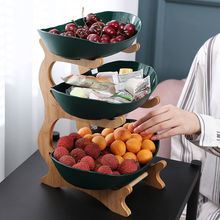 北欧轻奢 双层水果盆 客厅木质果盘家用创意放糖果的摆件干果盒