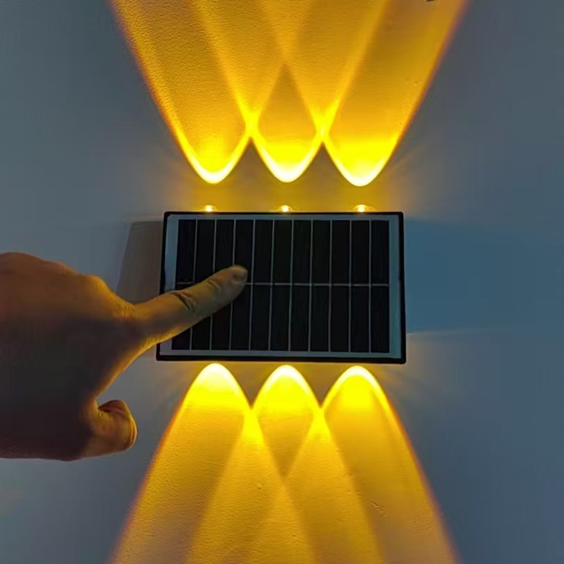 Lámpara de pared solar - 8 lámparas de dos vías rojo + amarillo dorado + azul B