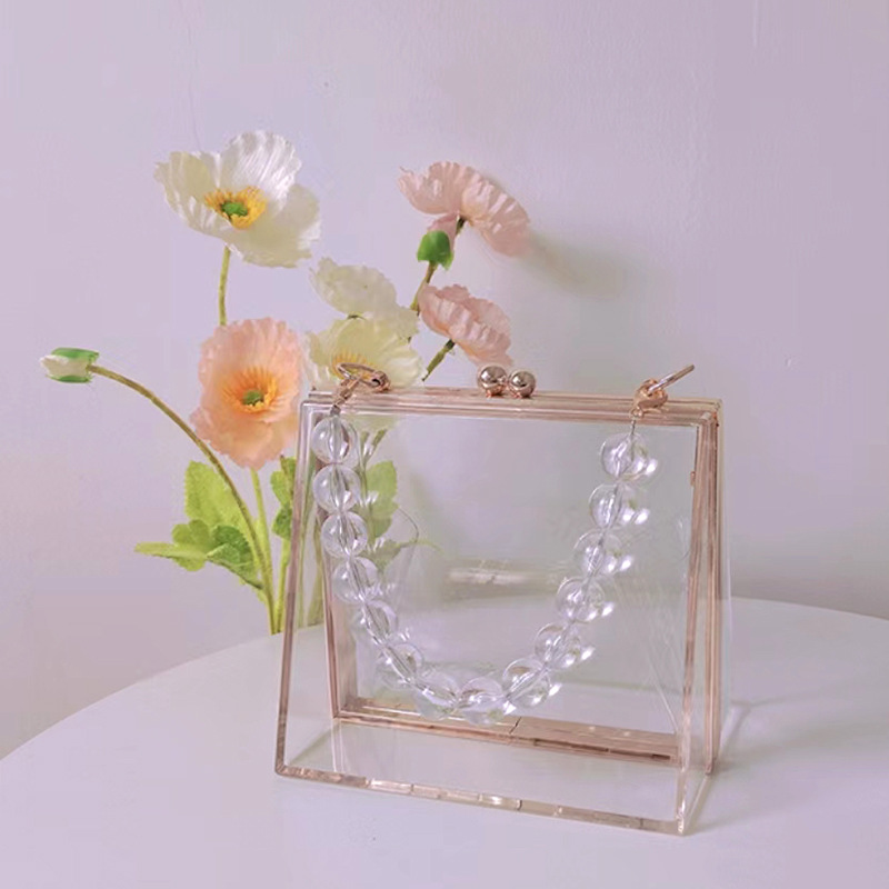 469g Weight Lock clasp Closure Type Top Handle Strap Type Evening Bag Bags Type Holiday, Party Occasion Acrylic Material Solid Color Pattern All Seasons Season Women's Gender Vintage Style Style Square Shape Small Size Women's Small Arylic Solid Color Vintage Style Square Lock Clasp Evening Bag 12