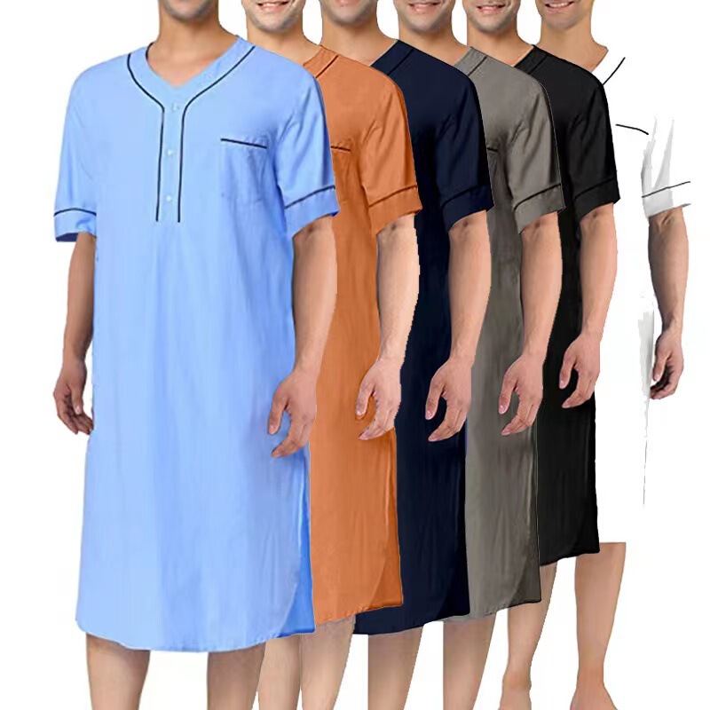 Cross-Border Summer Men's Robe Southeast Asian Style Stand-Up Collar Gradient Striped Long-Sleeved Robe Cross-Border Summer Men's Robe Southeast Asian Style Stand-Up Collar Gradient Striped Long-Sleeved Robe