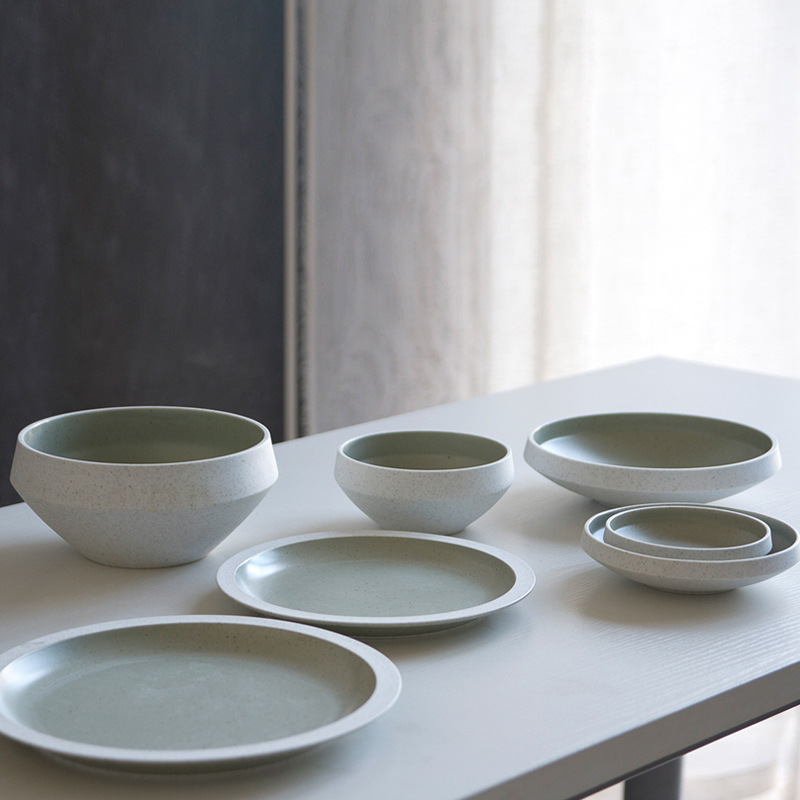 Plato de cerámica verde nórdica creativo set de platos y platos de bocadillos bandeja de porcelana para hornear platos de carne platos de platos y cubiertos