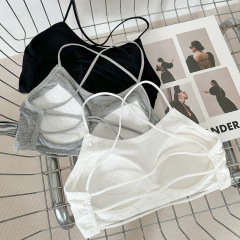 Summer thin beautiful back lingerie for women anti-exposure strap with chest pad vest suspender beautiful back integrated bra