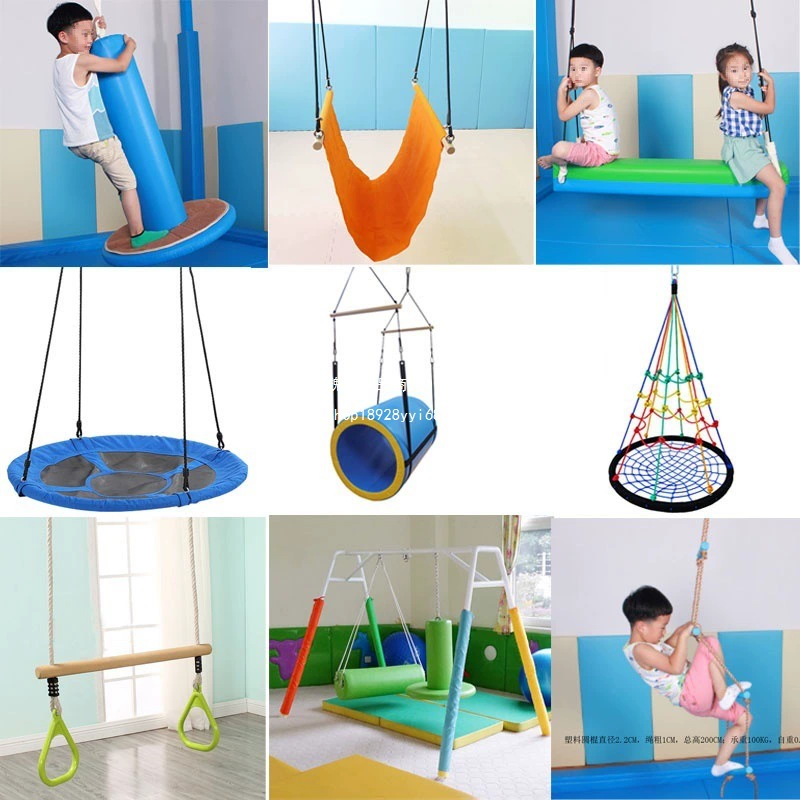 Вертикальное ведро для удержания, качели с птичьим гнездом, сенсорная интеграция, детское тренировочное оборудование, А-образная рама, подвесной трос, цилиндрическая деревянная лошадка, горизонтальное ведро для удержания, рама для качелей