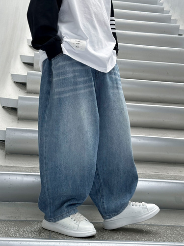 Panda Yuan Yuan Loose Straight Leg Pants Children's Jeans 2025 Autumn/Winter New Middle/Big Children Boys Thicker Pants