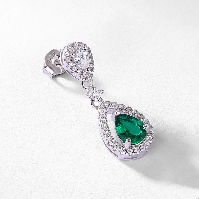 Recolección de calor transfronteriza, industria pesada de lujo ligero, cultivo de esmeraldas, gotas de agua, pendientes largos, cultivo de plata S925, personalización de pendientes del tesoro de color