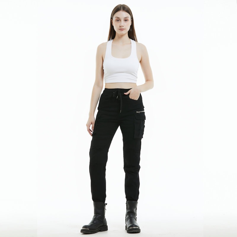 VOLERO pantalones vaqueros de la motocicleta de las mujeres de camuflaje atado al tobillo multi-Bolsa de ropa de trabajo motocicleta montar pantalones anti-caída equipo de protección alargado