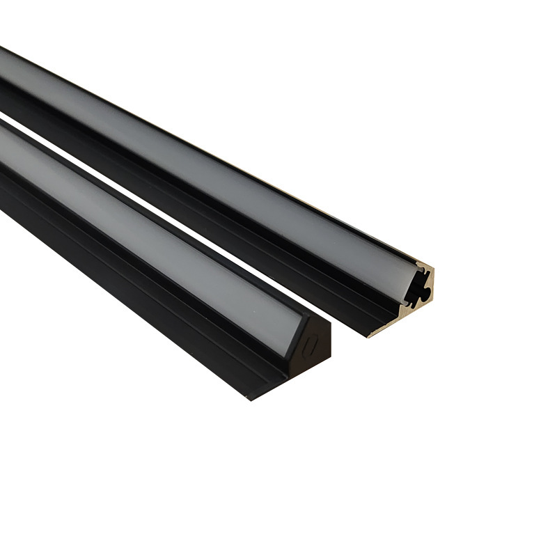 lámpara de línea LED de aleación de aluminio en forma de V, lámpara de aluminio negro, lámpara de armario de exhibición de 45 grados, barra de luz inclinada