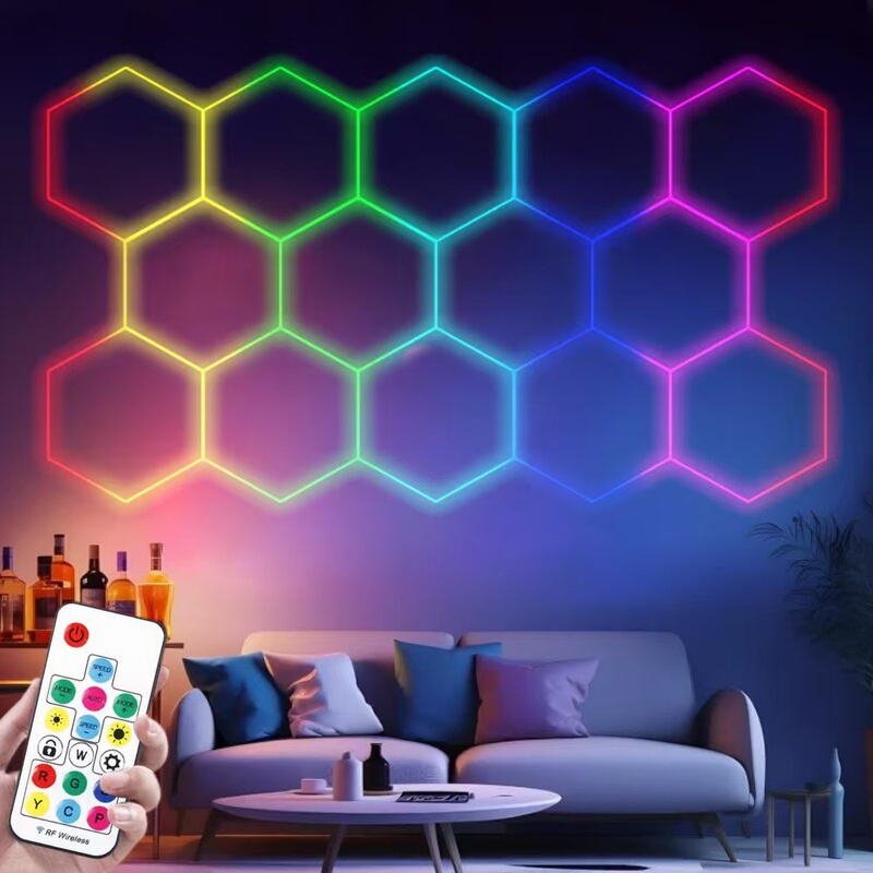 Hexagonal Rgb Ambient Light for Gaming Room, Ktv, Gym, Bar, Music Rhythm Party, Game Room, Honeycomb Wall Light