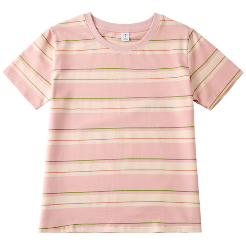 499 Summer new striped large size loose short-sleeved women's T-shirt round neck Japanese and Korean casual versatile top