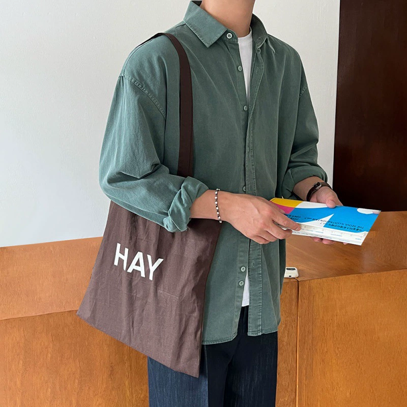 Простая Повседневная рубашка MYQ в стиле ретро, Мужская Весенняя Свободная рубашка с длинным рукавом, модная Высококачественная рубашка в Корейском стиле