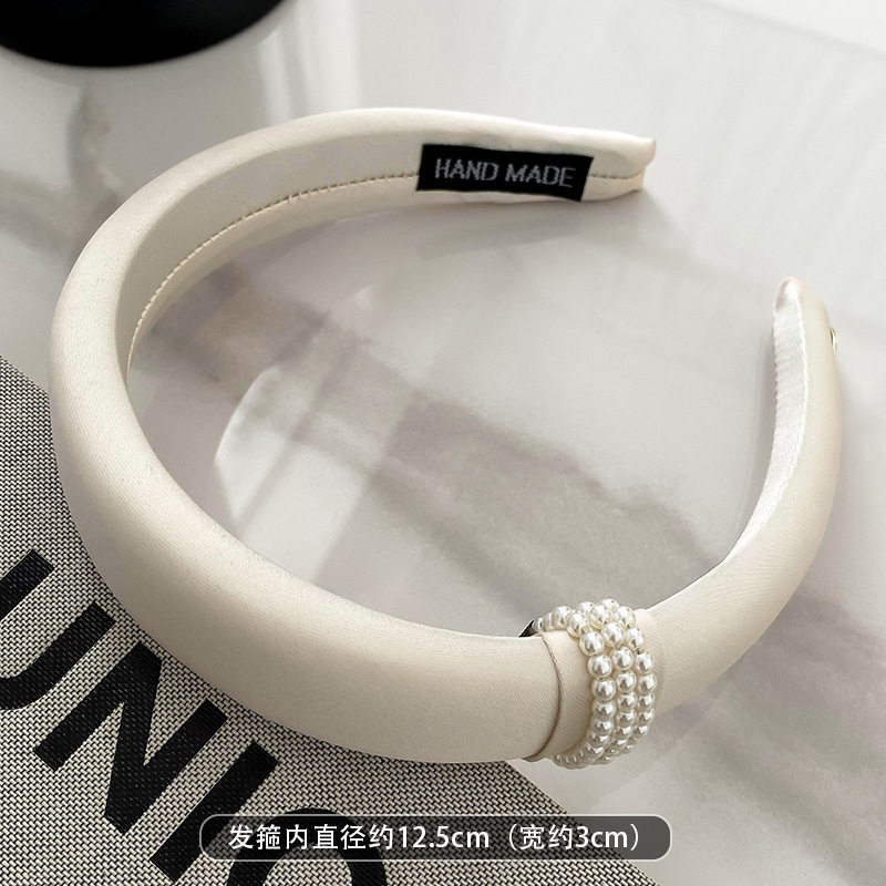 Light luxury style pearl headband-off-white