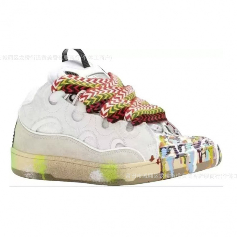 Putian Cross-Border Lanvin Men's and Women's Leather Patchwork Lace-Up Curb Sports Casual Shoes Retro Sneakers New Dad Shoes Putian Cross-Border Lanvin Men's and Women's Leather Patchwork Lace-Up Curb Sports Casual Shoes Retro Sneakers New Dad Shoes