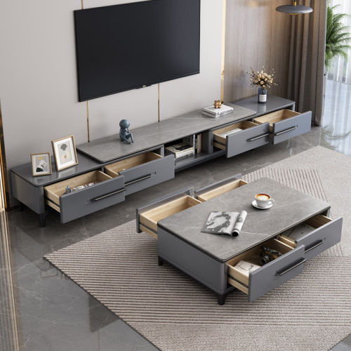 Slate coffee table TV cabinet combination modern simple light luxury small apartment living room TV bedroom  new style