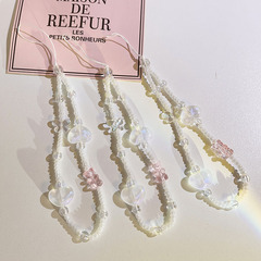 Art light color love crystal bracelet lanyard universal mobile phone case chain camera CCD pendant keychain for women