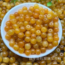 缅甸天然巴山翡翠黄翡珠子散珠DIY配件桶珠老型珠饰品手链项链串