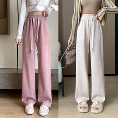 カシミヤのワイドパンツの女性の秋冬の新型のハイウエストはやせています。