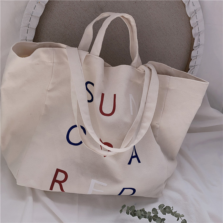03295 Casual canvas bag, cute girl Japanese style bag, Harajuku chic student large capacity single-shoulder bag details Picture