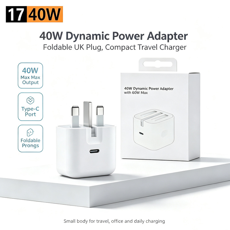 Cross-border bestseller PD40W UK standard mobile phone charger suitable for Apple 17 fast charging, foldable Hong Kong version charging head Cross-border bestseller PD40W UK standard mobile phone charger suitable for Apple 17 fast charging, foldable Hong Kong version charging head