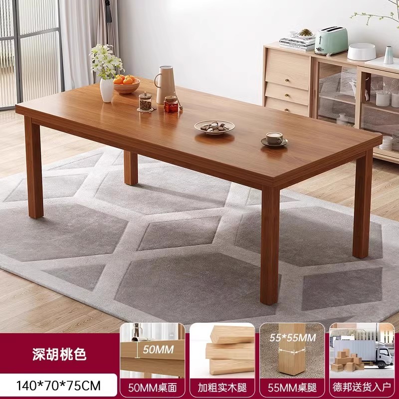Mesa de comedor de patas de madera maciza hogar pequeño apartamento mesa de comedor sala de estar mesa de mesa grande de estilo nórdico mesa de comedor rectangular y combinación de silla