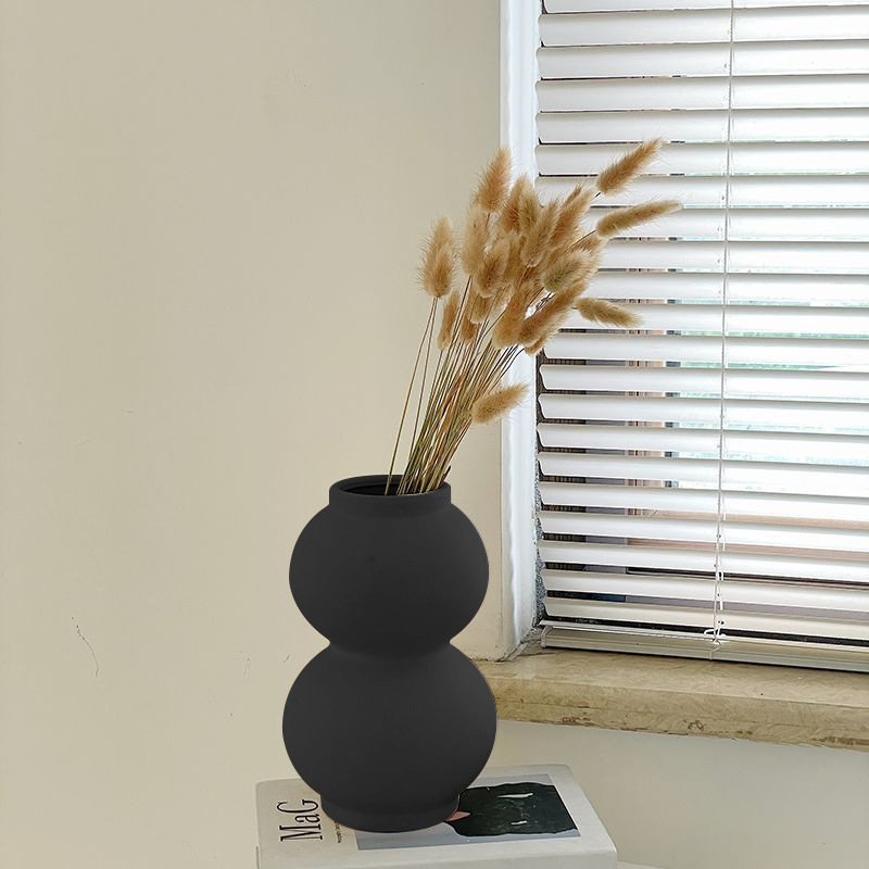 Wabilifeng retro decoración de jarrón de cerámica negra sala de estar arreglo floral flor seca creativa decoración del hogar al por mayor