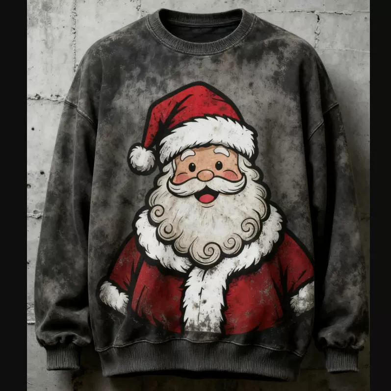 跨境 欧美风TEMU Y2K新款加绒秋冬男女同款圣诞节3D印花圆领卫衣