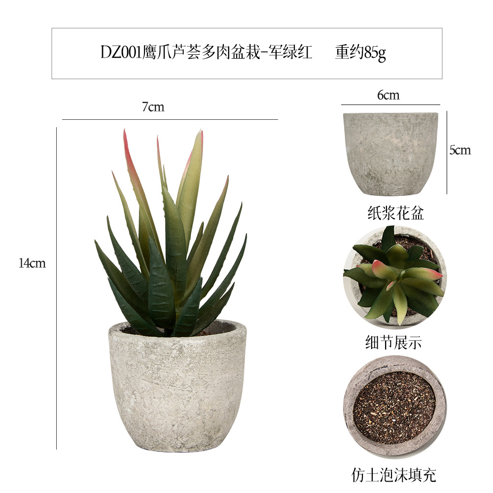 Más de 100 estilos de macetas de pulpa de papel vintage con plantas suculentas simuladas, pequeños adornos populares de estilo jardín para decoración del hogar transfronteriza. image 8