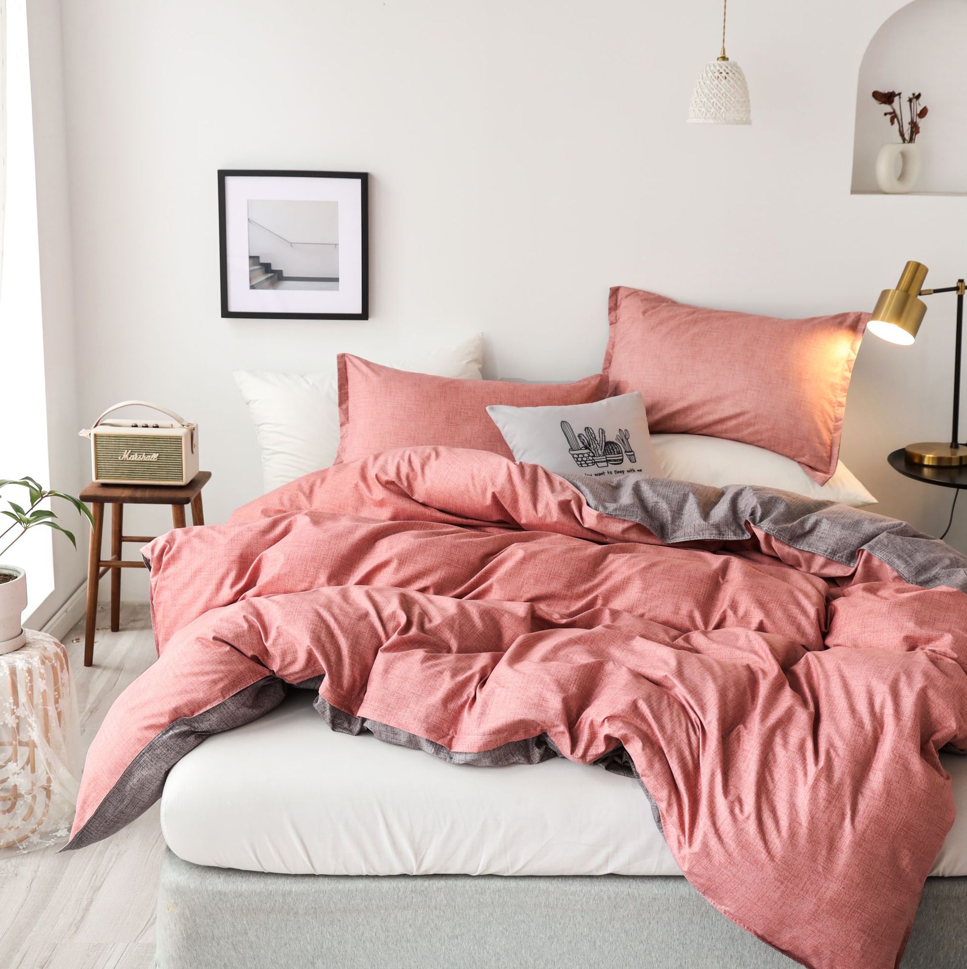 Bedding Texture – Dreiteiliges Bettwäscheset in Kakao-Optik_voghion.com