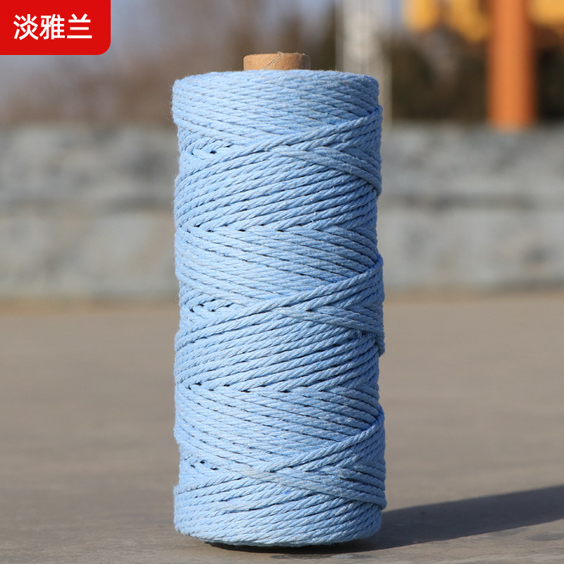 Cuerdas de algodón de color transfronterizas tejidas de algodón 2mm3mm4mm cuerdas de algodón hechas a mano cuerdas decorativas DIY cuerdas de algodón de color colgantes