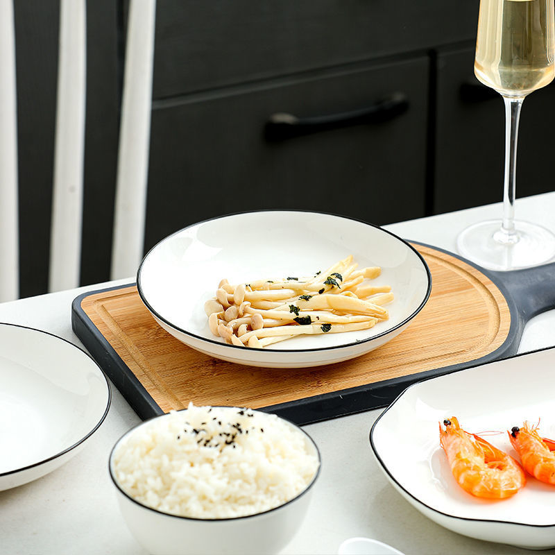 Tazón de estilo europeo plato traje hogar plato de sopa de fideos plato de porcelana Jingdezhen tazón de fuente palillos Dispositivo de cerámica comer plato vajilla porcelana