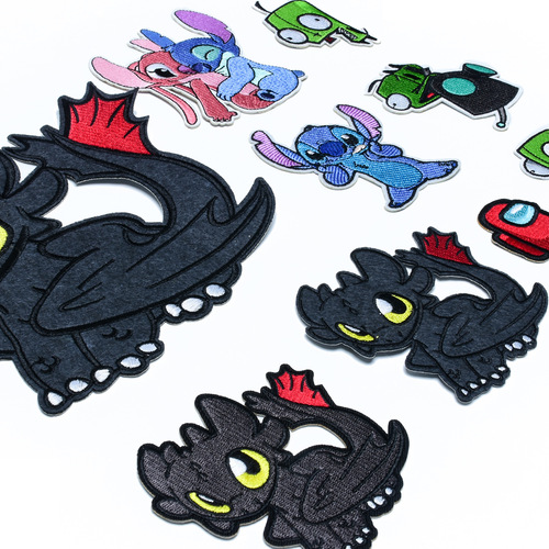 Junle factory direct sales cartoon animal cloth stickers DIY cloth stickers clothing bag accessories adhesive backing embroidery cloth stickers can be customized