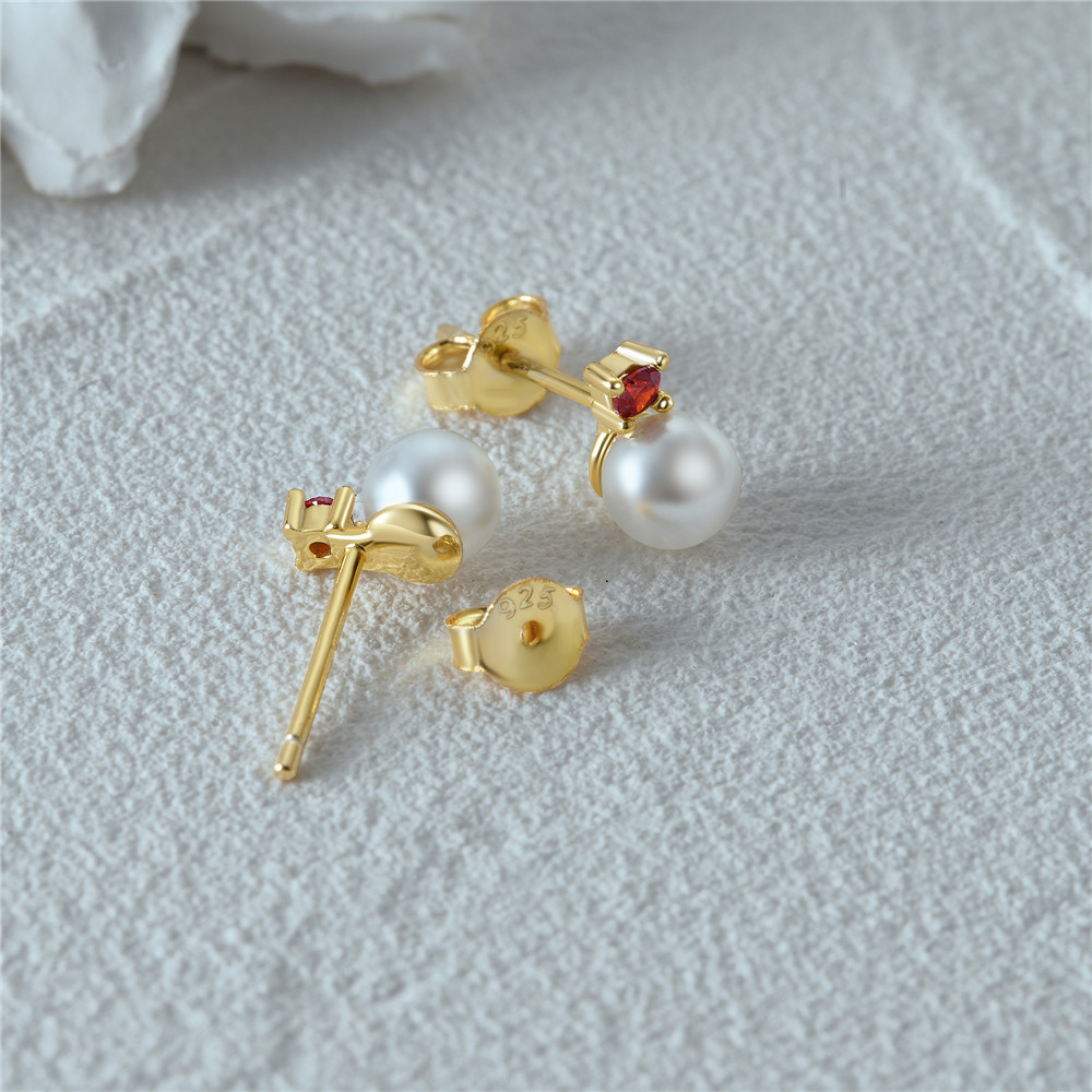 2g Weight Pearl, Zircon Inlay Material Ear Studs Classification 1 Pair Quantity Daily Occasion 925 Sterling Silver Material Geometric Pattern Women's Gender Plating, Inlay Design Simple Style Style 1 Pair 925 Sterling Silver Pearl Zircon Geometric Ear Studs 26