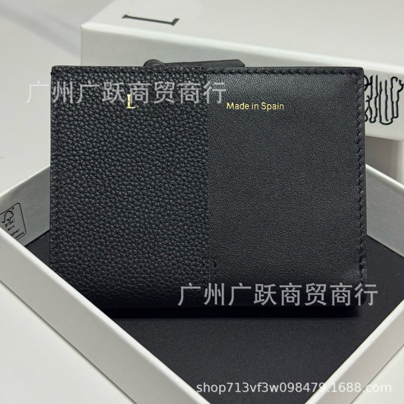 L'Italian Brand Duet Women's Compact Wallet Made of Calfskin and Leather, Short Wallet, Coin Purse, High Quality, Available for Cross-Border Sales