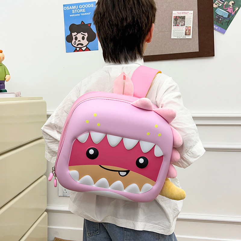 Jardín de infantes mochila de cáscara dura de dibujos animados mochila de huevo de dinosaurio, mochila de niños de clase media y pequeña, mochila de niños y niñas