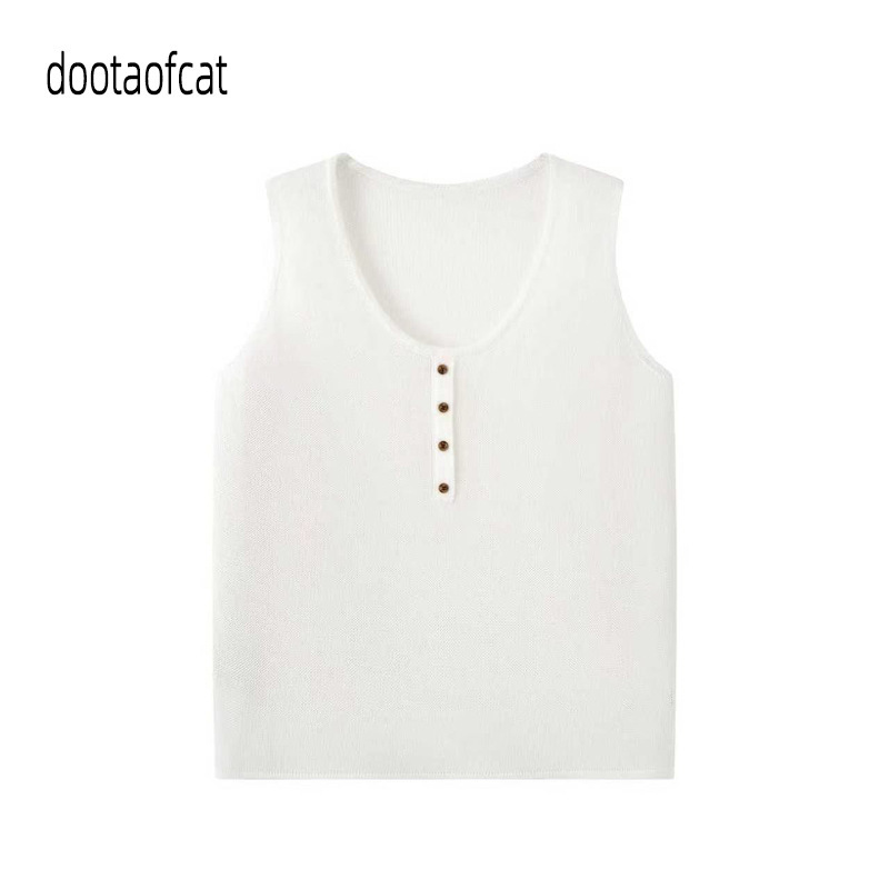 2026 New Summer Style Women's Loose Casual Minimalist Style Breathable and Comfortable Sleeveless Knit Vest 5H4331701