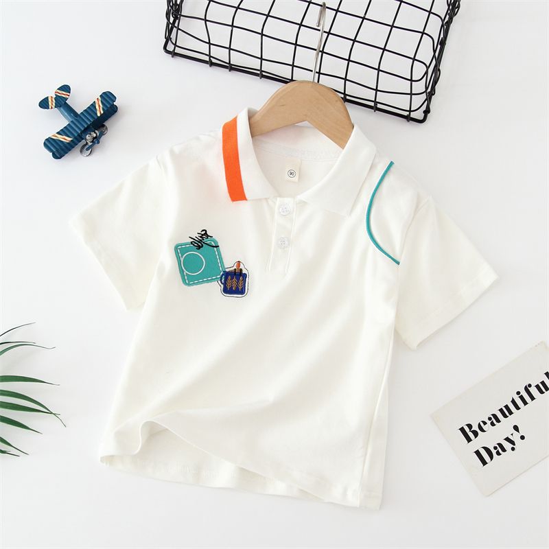 T069-half-shoulder Polo shirt niche handsome western style stand collar denim sports simple thin style