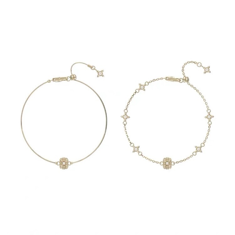 Three Horizontal Jewelry Pieces: Titanium Gold Iris Flower Bracelet with a Simple and High-End Design, French Retro Style Accessories Three Horizontal Jewelry Pieces: Titanium Gold Iris Flower Bracelet with a Simple and High-End Design, French Retro Style Accessories