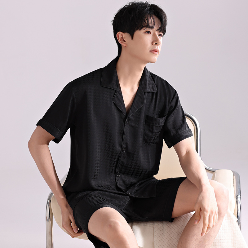 새틴 자카드 블랙 하운즈투스 체크