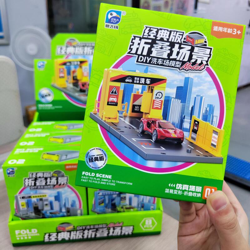 DIY Foldable Storage Car Wash Simulation Assembly Scene Car Model Boys' Educational Pretend Play Children's Toys Wholesale