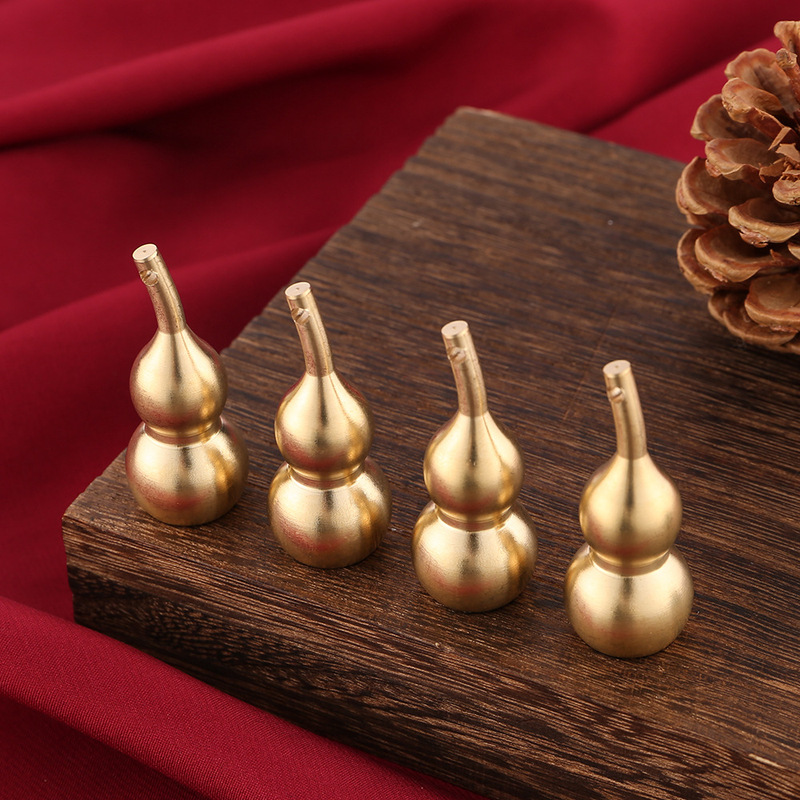 Open Bottom Large Hollow Gourd Handle Piece Office Gloss Copper Gourd Decoration Car Keychain Pendant