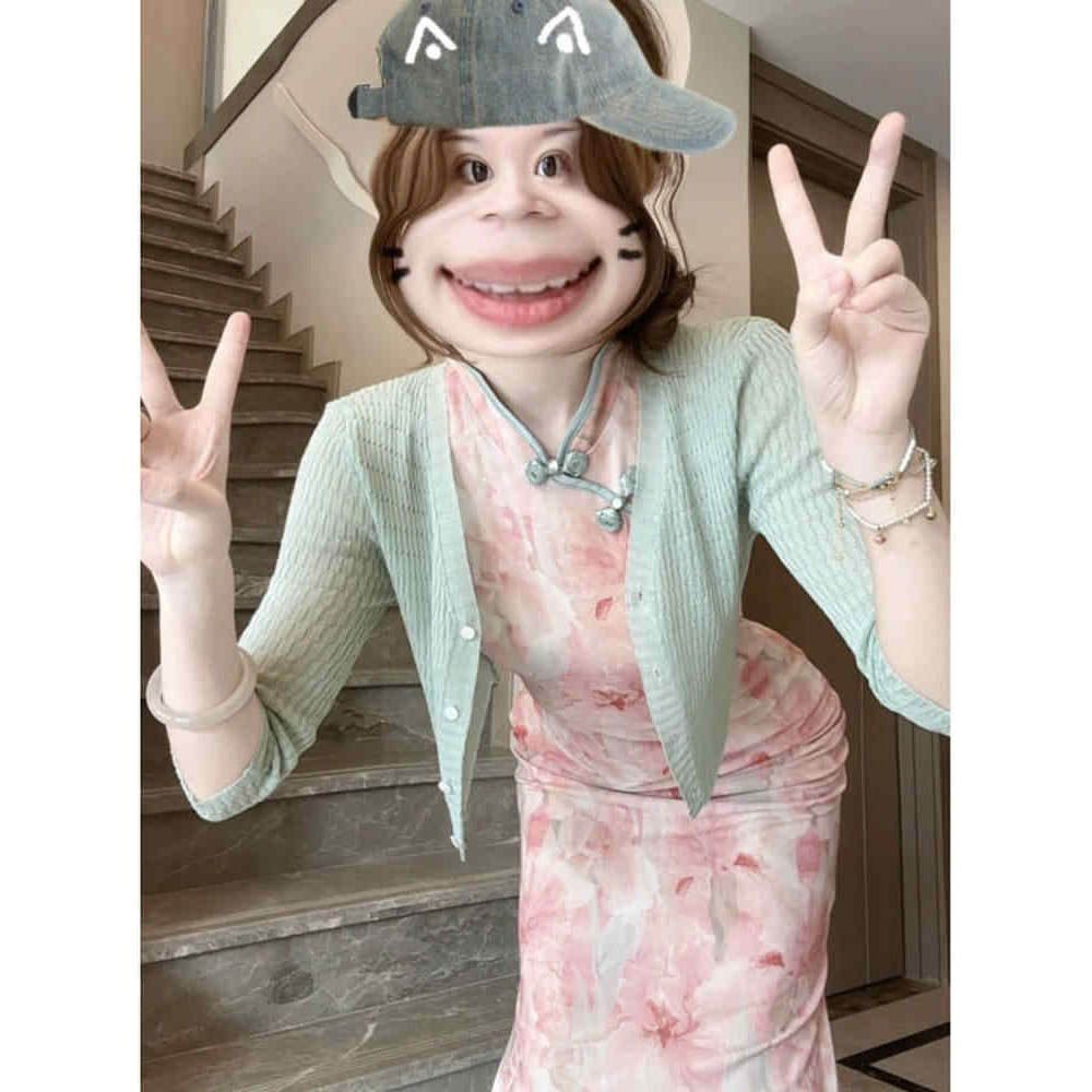 New Chinese Style Improved Cheongsam Dress Gentle Style Super Nice Floral Slim Fit Hip Long Skirt 2025 Summer