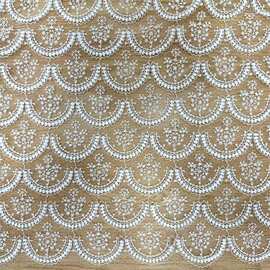 欧根纱蕾丝刺绣花边 婚纱礼服设计师面料批发Floral lace fabric