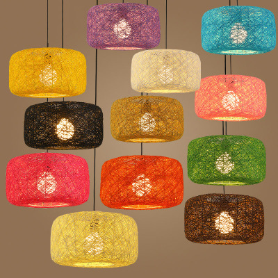 American Country Hemp Ball Chandelier Living Room Dining Room Bedroom Balcony Lamps Personalized Bird's Nest Colorful Spherical Rattan Lampshade American Country Hemp Ball Chandelier Living Room Dining Room Bedroom Balcony Lamps Personalized Bird's Nest Colorful Spherical Rattan Lampshade