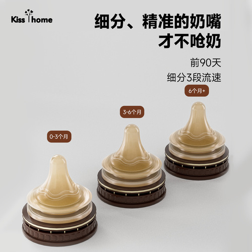 Newborn baby glass bottle with anti-bloating silicone nipple, children's supplies manufacturer wholesale customization cross-border