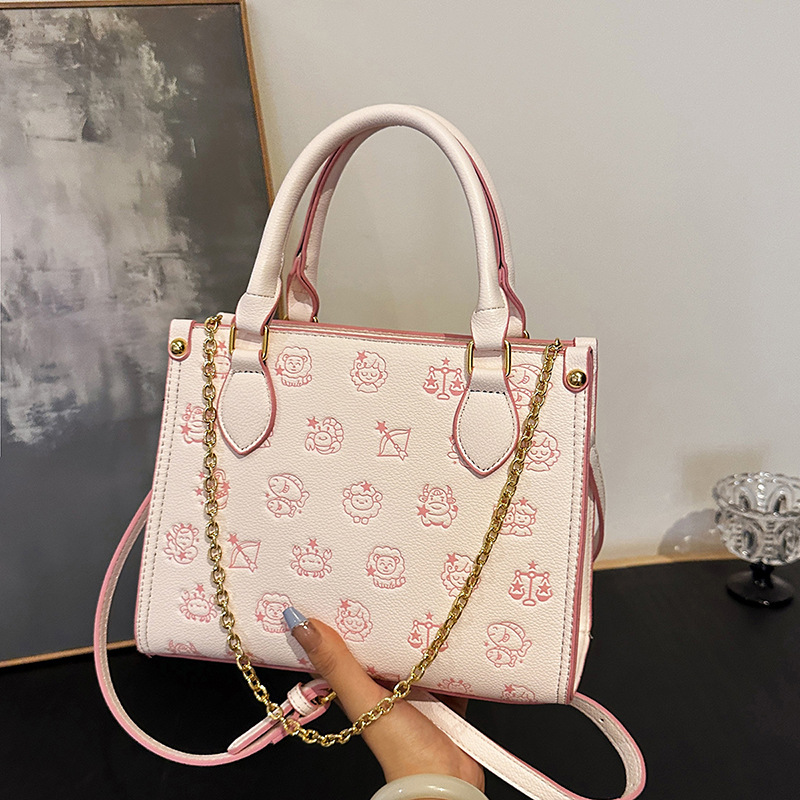 Bolso de textura transfronteriza 2025 nuevo bolso de cadena bolso de hombro con patrón de lichi bolso de mensajero en relieve de constelación mujer