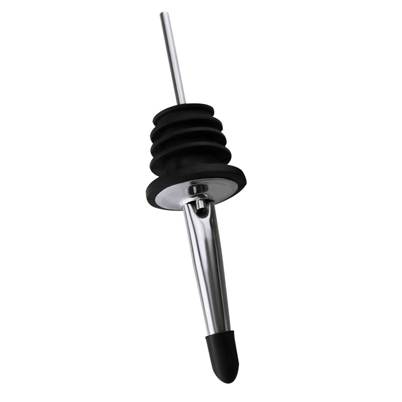 Vertedor de vino de acero inoxidable FCM con tapón de vino negro, tapa negra pequeña, vertedor de vino con tapa, tapón para botella de vino.